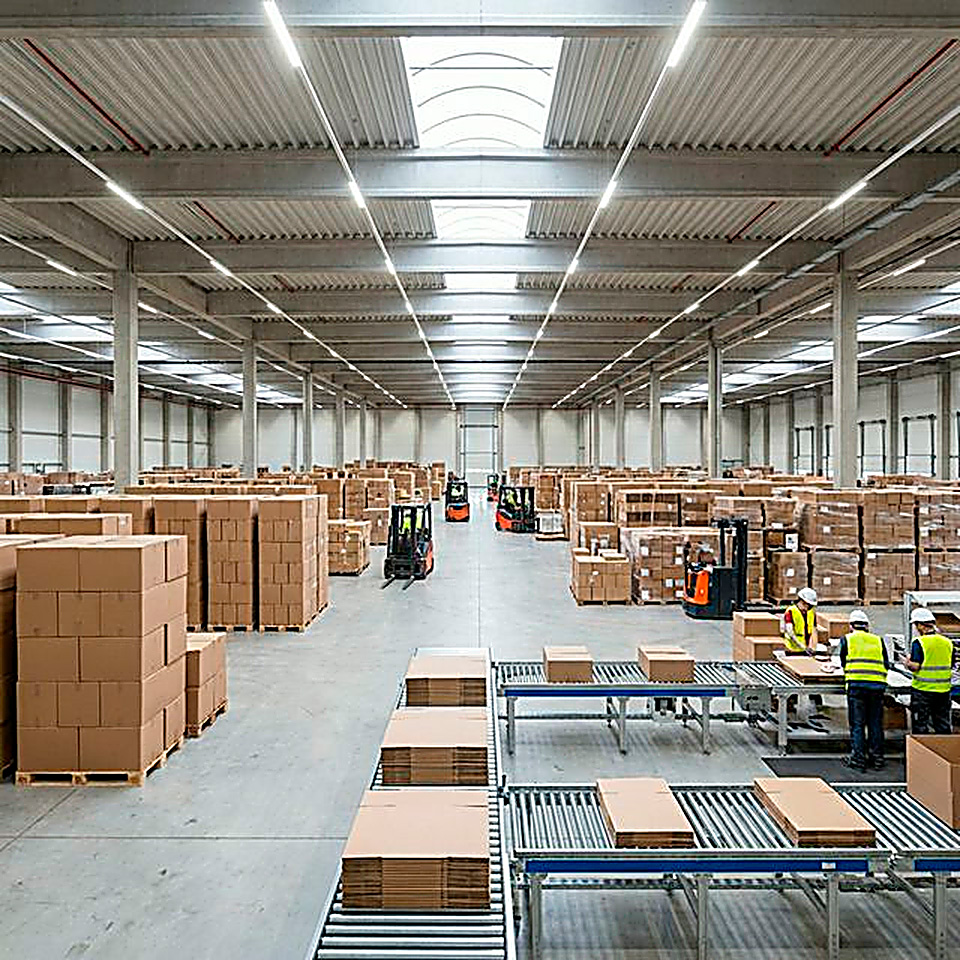 Warehouse with packaging materials